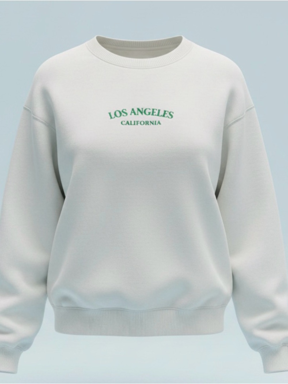 Forever 21 White Crewneck Sweatshirt with Green 'Los Angeles California' Logo
